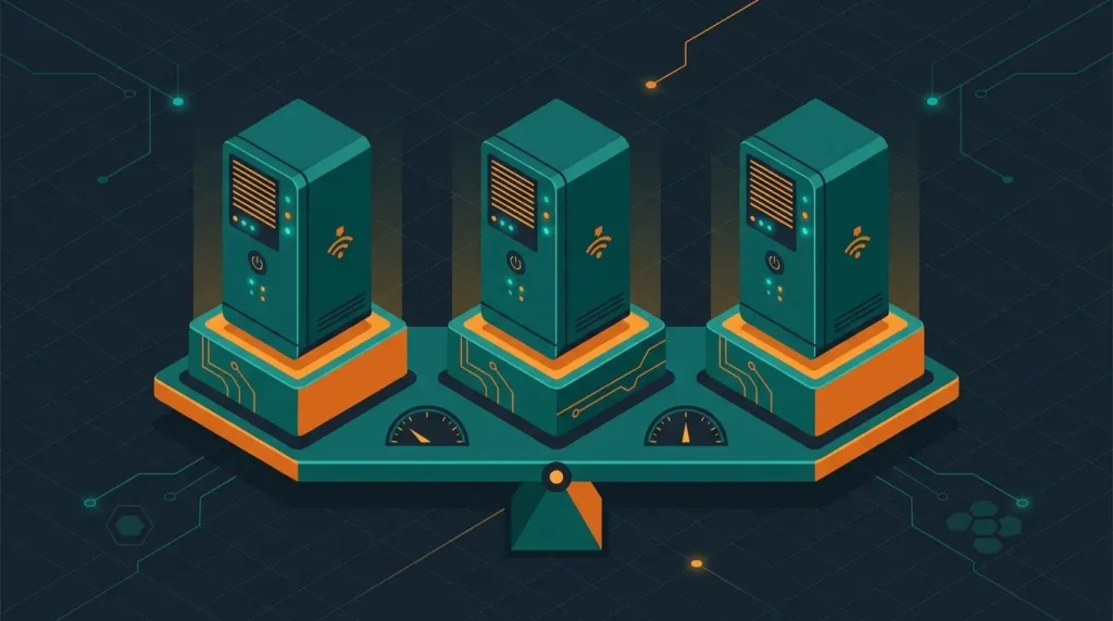 Isometric illustration comparing three server towers, representing VPS hosting providers
